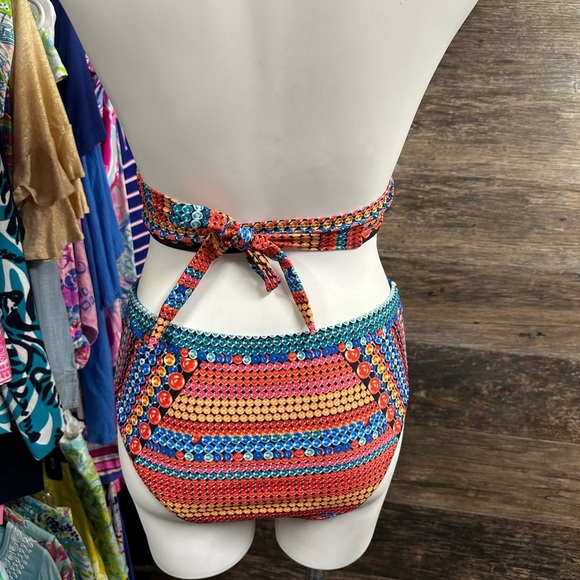 Colorful Jewel Patterned Bikini Set Womens Swimsuit Size XL - Picture 7 of 8